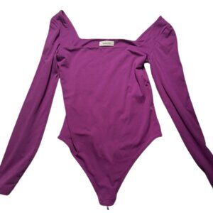 Aritzia Babaton Contour Square Neck Long Sleeve Bodysuit in Dewberry Purple Sz M